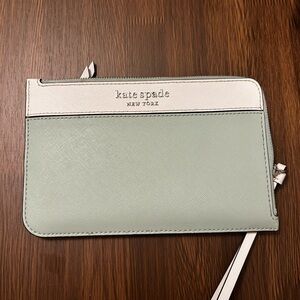 Kate Spade Mint Green and White Wristlet